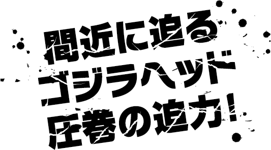 間近に迫るゴジラヘッド圧巻の迫力！